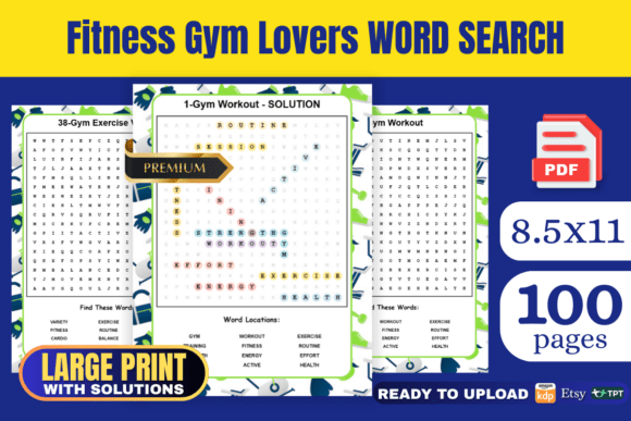Fitness Gym Lovers Word Search Book KDP